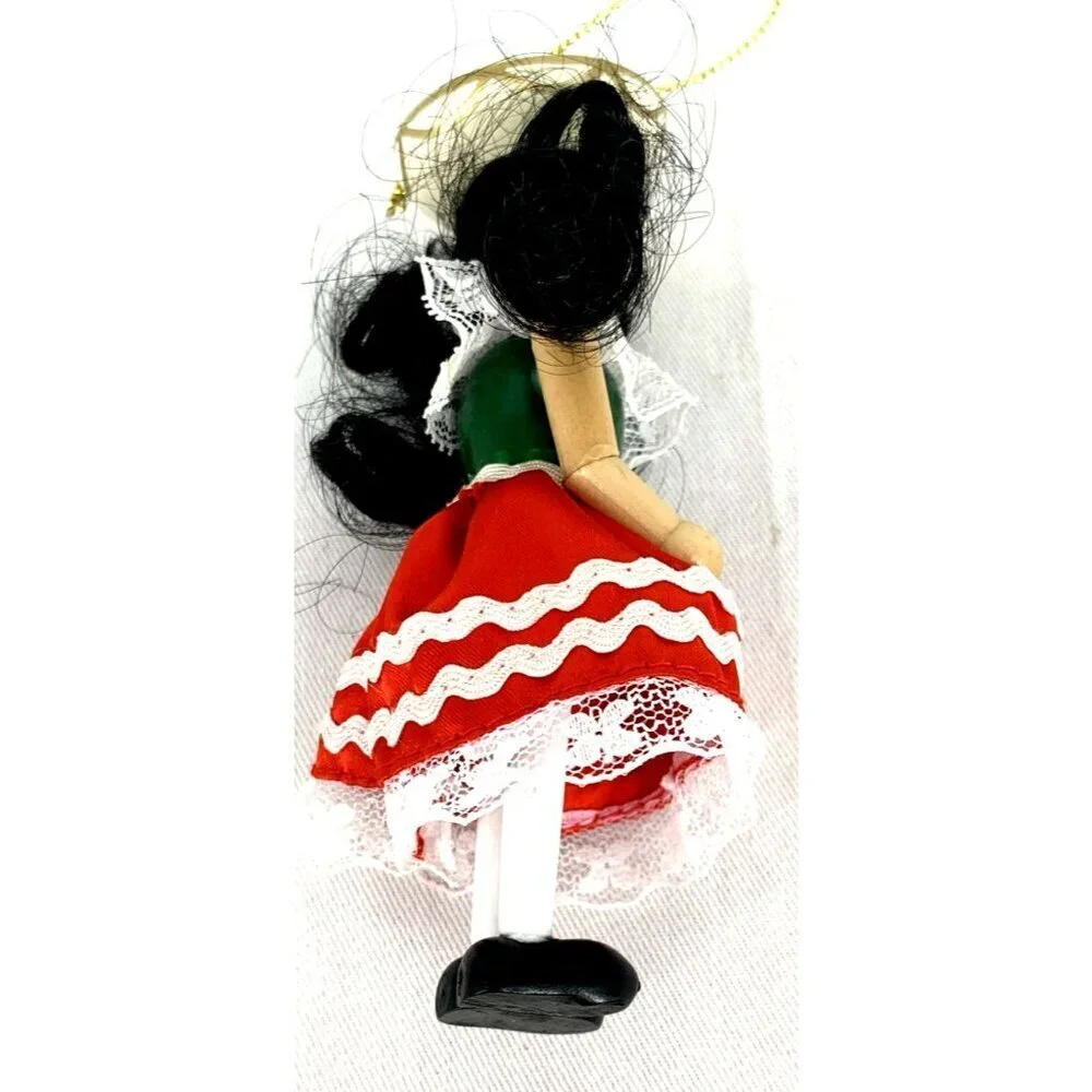 Kurt Adler Spanish Mexican Girl Christmas Ornament Wood Hand Crafted 4.75